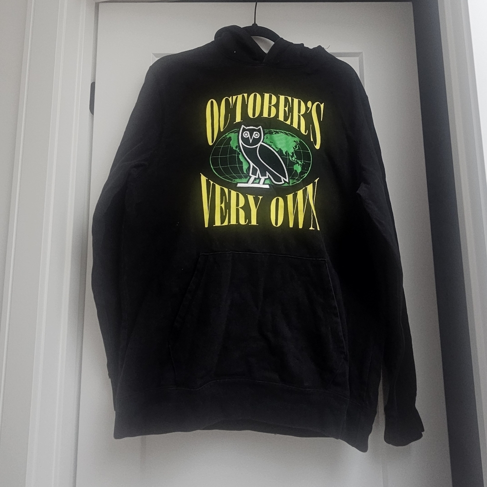 OVO October's Very Own World wide Hoodie Black Yellow Large